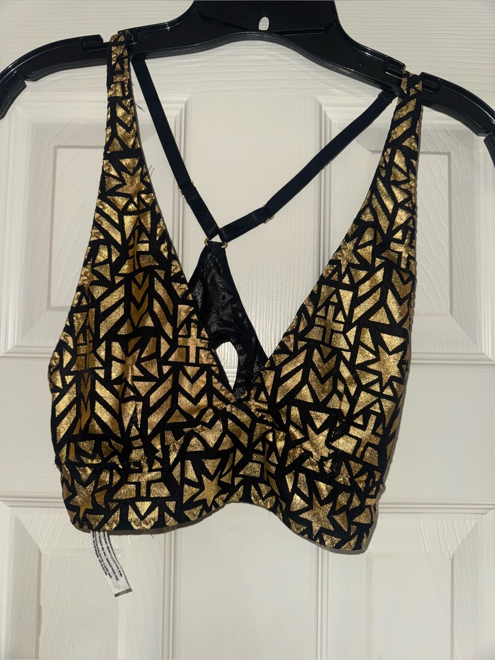 Free People Intimately Gold & Black Star-Pattern Bralette